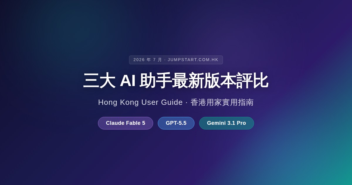 【2026年7月】Claude Fable 5、GPT-5.5與Gemini 3.1 Pro比較：三大AI助手香港用家選擇指南